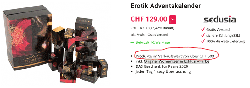 Sedusia Erotischer Adventskalender 2020 Rabatt